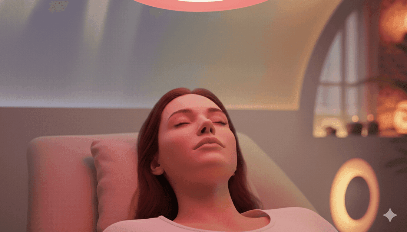 Farblicht-Therapie mit verschiedenen heilenden Farbspektren